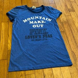 Y2K PINK Victoria's Secret Blue Tee with Navy Trim